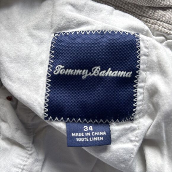 Tommy Bahama Relax Shorts Mens 100% Linen Gray Striped Pockets - size 34 - Picture 4 of 8